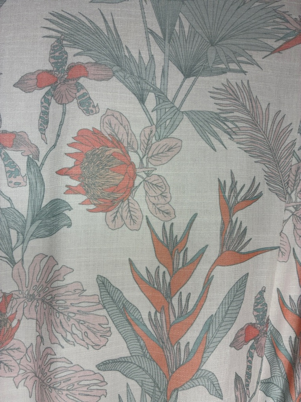 Button-Front Floral Mini Dress in White with Coral & Sage - Picture 5 of 9